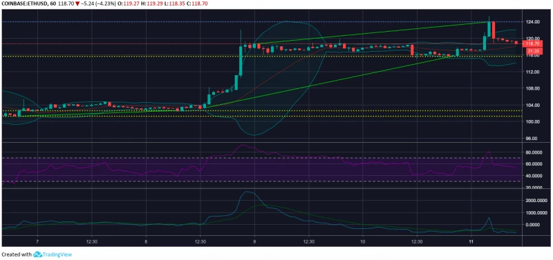 Ethereum one-hour price chart | Source: Trading View